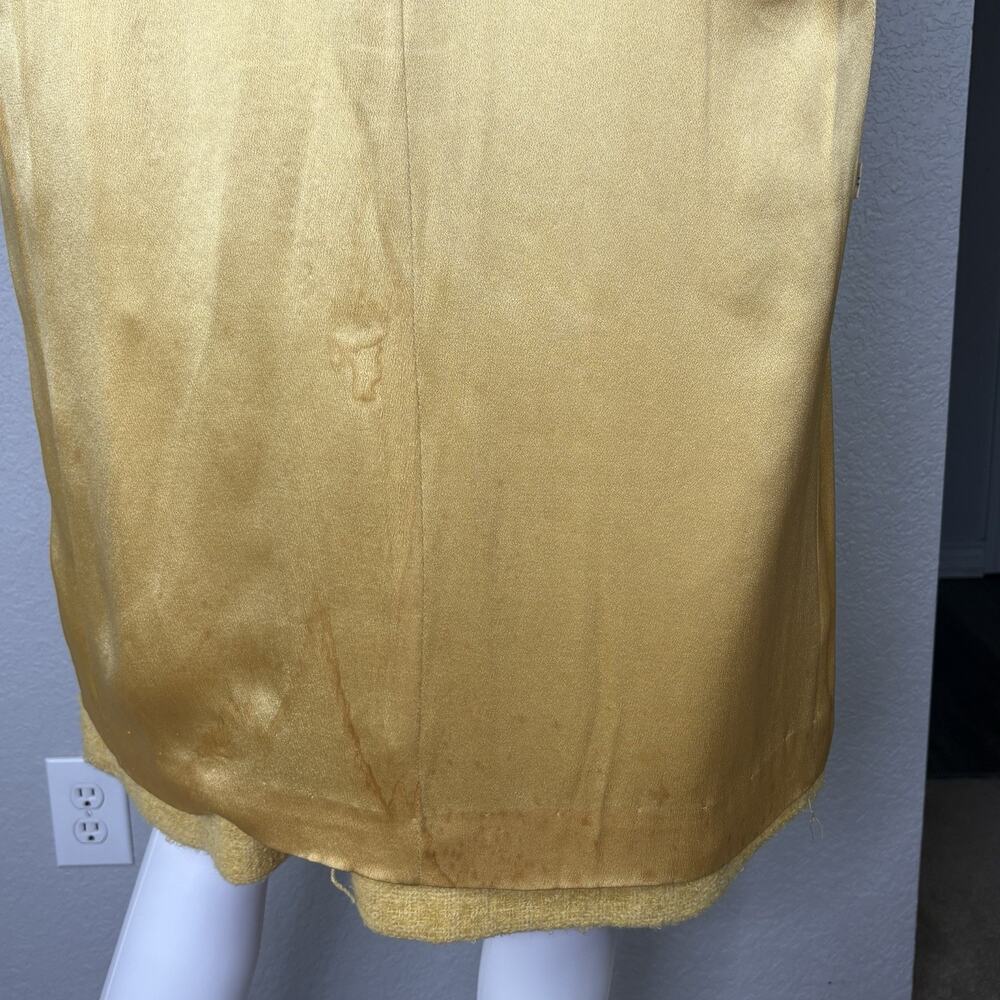 Vintage 60s Car Coat Boucle Tweed Wool Yellow MCM Mod Yellow Size M - Picture 12 of 13
